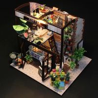 DIY Dollhouse Wooden Time Travel Coffee Shop House with Furniture Kits for