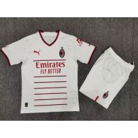 №✢ 2223 New Men Jersey AC Milan Away Football Jersey Set White Short Sleeve Tops Short Pants Jersey Set Soccer Football Jersey Size S-2XL AC Milan Men Jersey Set