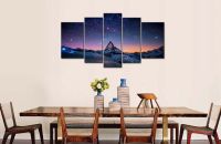 Wall Art Painting Starry Night Sky Over The Mountains Prints On Canvas The Picture Landscape Pictures Oil For Home Decoration