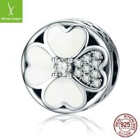 [COD] Cross-border AliExpress 925 silver beads happy petals white flowers studded with diamond loose wholesale SCC250