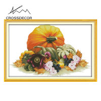 Crossdecor Cross Stitch ชุดด้วยวัสดุ Still Life พิมพ์ผ้าโรงงาน Outlet ผ้า11CT 14CT ปักชุด Craft Handmade ตกแต่งสำหรับ Sala Wall-ฟักทอง