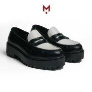 Giày tây lười Penny Loafer MAD Chunky Black & White công sở da bò cao cấp