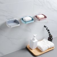 ▩ 1pc Double Layer sponge soap Rack drain Holder tray suction cup Storage box plastic small wall shelf shower Bathroom Accessories