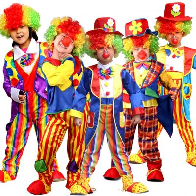 Halloween Kids Clown Costume With Hat Haunted House for Baby Girls Boys Toddler Purim Carnival Party Costumes No Wig