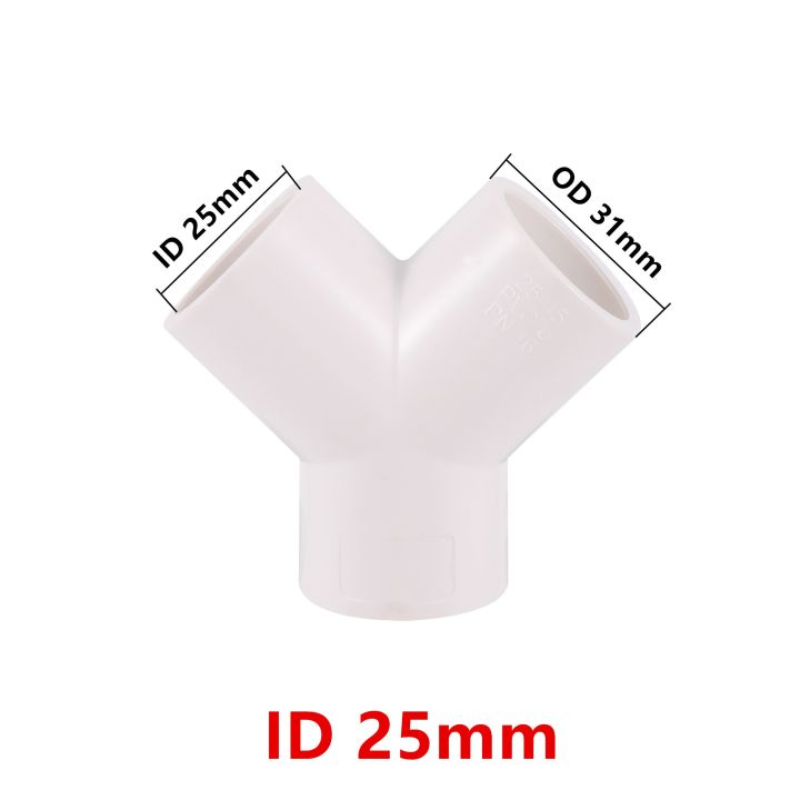 ；【‘； 2Pcs PVC Tradesen 20/25/32Mm Plastic Y-Shaped Three-Way Fork Water Pipe Y Tee Connector Aquarium Connector UPVC Pipe Adapter