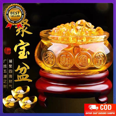 Plun-Kai Guang Feng Shui Yuanbao แก้วคริสตัลแท่งทองคำแท่งเคลือบทองคำแท่งนำโชค