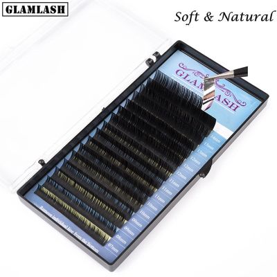 GLAMLASH Wholesale 16rows 7~15mm mix classic synthetic mink eyelash extension custom natural individual false lashes extension Cables Converters