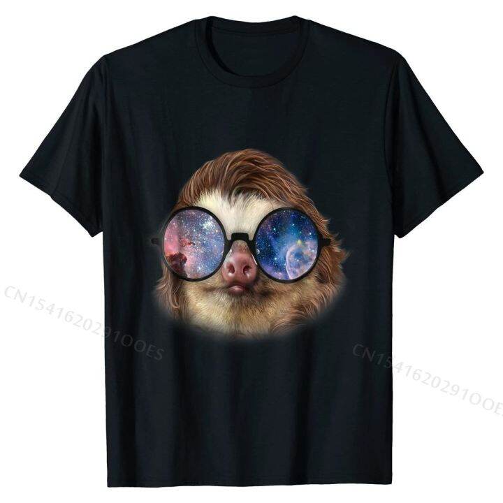 t-shirt-sloth-bust-wearing-round-galaxy-sci-fi-sunglass-tops-shirts-new-arrival-normal-cotton-men-top-t-shirts-customized