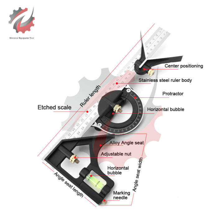 หลายรวมกัน300มิลลิเมตร600มิลลิเมตรตารางมุมไม้บรรทัดไม้บรรทัดปรับวัดชุดสากลไม้บรรทัดมุมขวาไม้โปรแทรกเตอร์เครื่องมือ