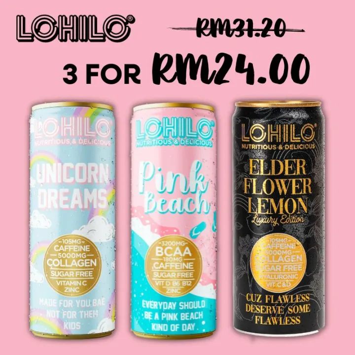 Lohilo Ultimate Tryout Mix Bcca Drink Pink Beach Collagen Drink Unicorn Dreams Elderfoler 3098