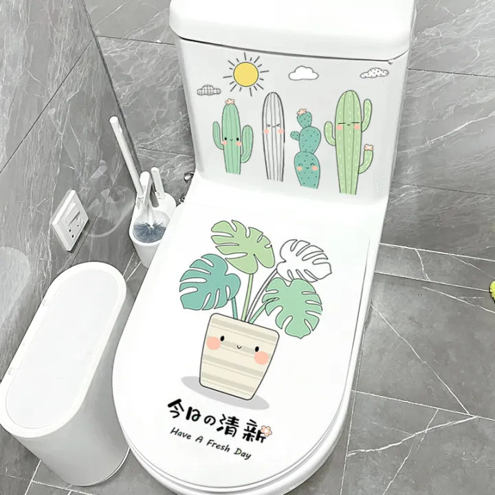 Cartoon Cute Waterproof Toilet Lid Sticker Funny Toilet Stickers Decorative  Fresh Bathroom Toilet Bowl Stickers | Lazada PH