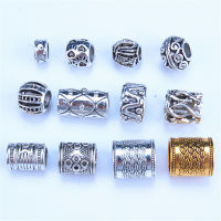 5pcs Vintage Antique Silver Gold Dreadlock Beads Hair Ring Hair Braid Bead Dread Hair Cuffs Clips DIY Hairdress Hairpin Braider