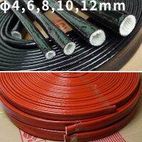 ID 4 6 8 10 12mm Thickening Fire Proof Tube Silicone Fiberglass Cable Sleeve High Temperature Oil Resistant Insulated Pipe Electrical Circuitry Parts