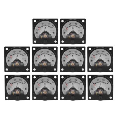 10X AC 0-300V Round Analog Dial Panel Meter Voltmeter Gauge Black