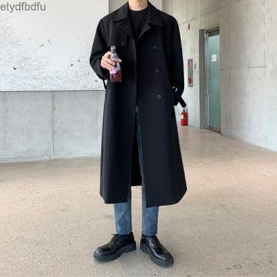 Etydfbdfu ฤดูใบไม้ผลิและฤดูใบไม้ร่วงใหม่เสื้อโค้ท T Rench Coat ผู้ชายขนาดกลางและยาวเวอร์ชั่นเกาหลีแนวโน้มหล่ออังกฤษเคปหลวมเสื้อสูทผู้ชายน้ำ