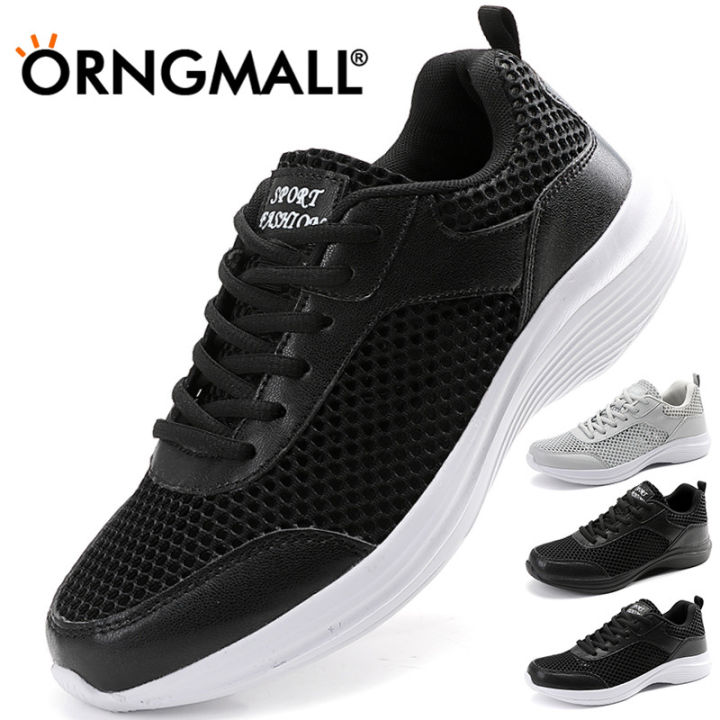 orngmall-รองเท้าตาข่ายลำลองสำหรับคุณภาพสูงผู้ชายรองเท้าผ้าใบ-รองเท้ารองเท้ากีฬาน้ำหนักเบาระบายอากาศได้ดีสีดำแฟชั่นยิมรองเท้ายสำหรับเดินวิ่งน้ำหนักเบาเหมาะสำหรับชีวิตประจำวันและกีฬาผู้ชายรองเท้าผ้าใบพล