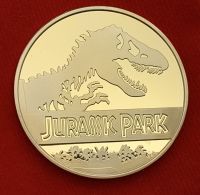 【CC】►☇  Jurassic Park Gold Commemorative Coin Collection Childrens Birthday Gifts