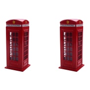 2X Metal Red British English London Telephone Booth Bank Coin Bank Saving