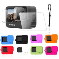 Coque de protection en silicone pour GoPro couvercle de capuchon dobjectif cadre dappareil photo noir dragonne écran Hero11 film en verre dur Fore11 10/9