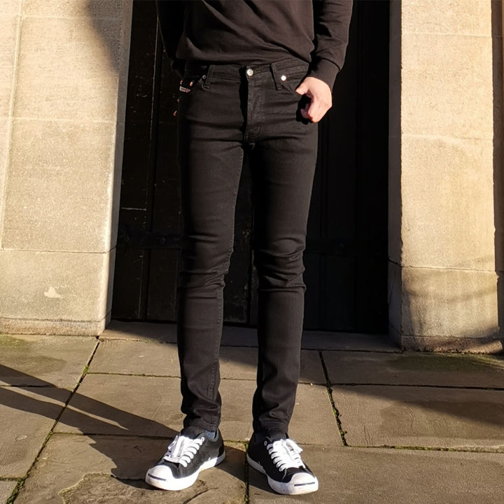 golden-zebra-jeans-กางเกงยีนส์ชายขาเดฟผ้ายืดสีดำไซส์เล็กไซส์ใหญ่