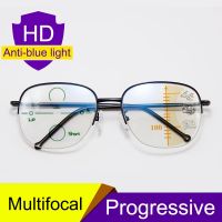 ▣๑✣ Smart zoom Multifocal Reading Glasses Men Women Progressive Anti Blue Ray UV Protect Hyperopia Glasses Half Frame Metal Titanium