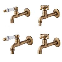 Antique Brass Basin Faucet Kitchen Faucet Garden taps Wall Mounted Lavatory Bathroom Mop Water Tap Washing Machine Faucet Plumbing Valves