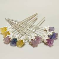 ปิ่นปักผมดอกกุหลาบหินฟลูออไรต์ Fluorite hairpins