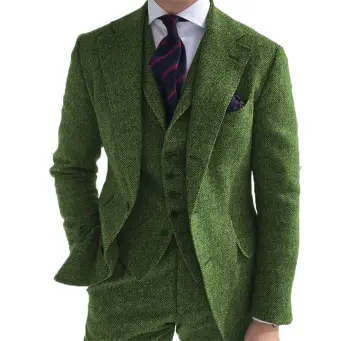 Mens green tweed on sale suit