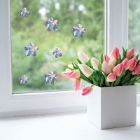 Electrostatic Glass Stickers Mushroom Rainbow Prism PVC Glue free Window Film Stop Birds From Hitting Window Stickers