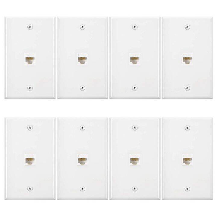 8 Pieces Wall Plate, RJ45 Cat6 Female to Female Jack Inline