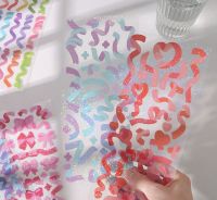 【ลดล้างสต๊อก ลด 20%!!】1แผ่น/แพ็ค สติกเกอร์ เลเซอร์ริบบิ้นหลากสี สร้างสรรค์การ์ตูนน่ารัก PVCวัสดุ sticker DIY สติ๊กเกอร์ตกแต่งบัญชีมือ