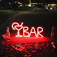 BAR Neon Sign Light LED Juice Drink Letter Logo Lamp Tube Nightlight with Remote Contral for Pub KTV Snack Shop Home Decor