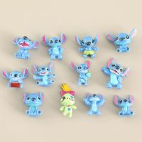 ดิสนีย์หุ่นตุ๊กตาต่อสู้12ชิ้นตุ๊กตา Lilo Stitch ขนาด3ซม. ชุดของเล่น Kawaii ตกแต่งตุ๊กตาแต่งสวนขนาดเล็กเย็บรูปขนาดจิ๋ว