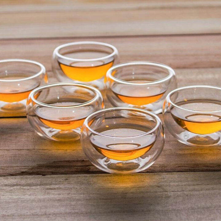 Insulated glass tea cup Transparent double layer small tea cup