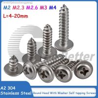 ✴☫ A2 304 Stainless Steel Pan Round Head With Washer Self tapping Screws M2 M2.3 M2.6 M3 M4xL 4-20mm