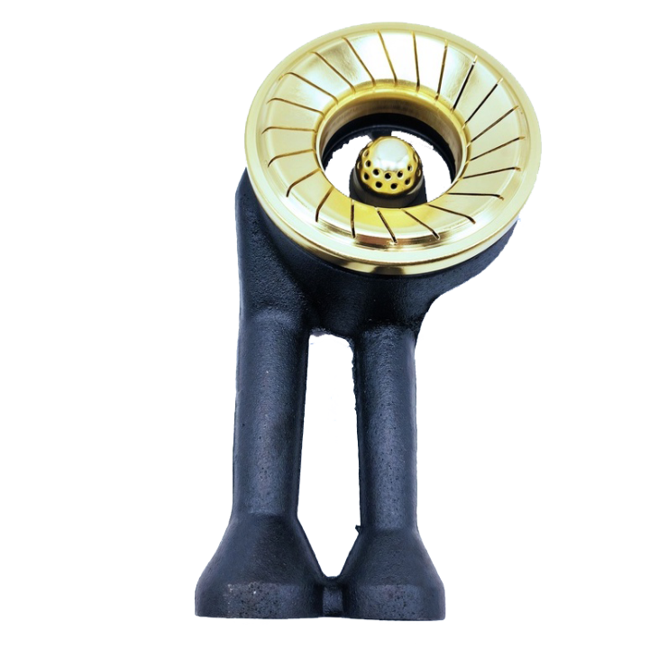 Double 10cm Barrel LPG Burner Glass Top Gas Stove Burner Gold and Black