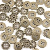 50 PCs Zinc Based Alloy Metal Sewing Buttons For Crafts Scrapbooking 4 Holes Round Antique Bronze Color Buttons 13mm( 4/8 quot;) Dia