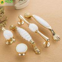 European style drawer single hole handle cabinet wardrobe handle gold ceramic clasp zinc alloy hardware handle Door Hardware Locks