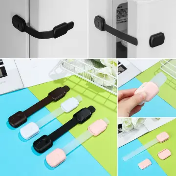 4 Pack Baby Locks Child Safety Strap Locks, Safe Quick and Easy Adhesive Cabinet  Drawer Door Latches for Fridge, Cabinets, Drawers, Dishwasher