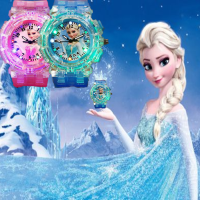 นาฬิกาเด็ก เอลซ่า Elsa สีสันสดใส เรืองแสง นาฬิกาเด็กนักเรียนหญิงนาฬิกาข้อมือ Kids Watch Girls