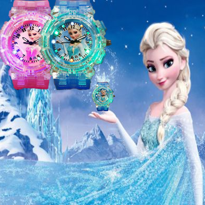 นาฬิกาเด็ก-เอลซ่า-elsa-สีสันสดใส-เรืองแสง-นาฬิกาเด็กนักเรียนหญิงนาฬิกาข้อมือ-kids-watch-girls