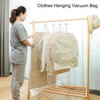 Transparent Hanging Vacuum Suction Clothing Compression Bag Clothes Organizer Saver Space Holder Folding Pack Garment Dustproof