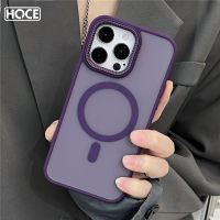 เคสแม่เหล็กอะคริลิคเคลือบด้านโปร่งแสงหรูหรา HOCE สำหรับ iPhone 11 12 13 14 Pro Max 14 Plus เคสนิ่มแข็งสำหรับ Magsafe กรอบชาร์จไร้สาย