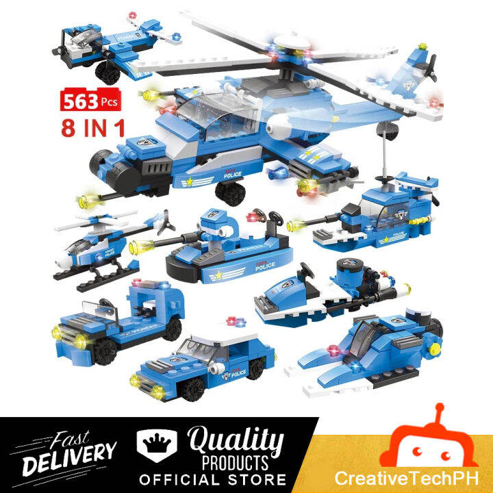 8 in 1 City Polices 563 pcs City Police Series Helicopter Building ...