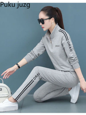 Women Sportswear Suit Long Sleeve Pullover Zipper Shirt Long Panst Jogger Suit Running Set Gym Sports Clothes Oversize Female