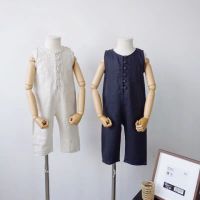 J02 Unisex Jumpsuit แขนกุดผ้าลินิน