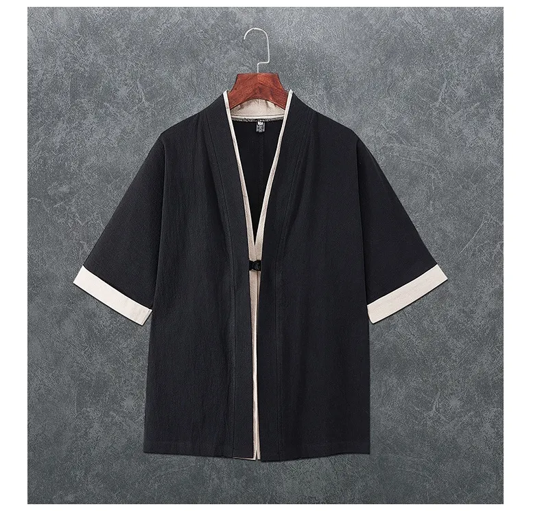 Chinese Style Shirts Linen Men Kimono Cardigan Traditional Yukata