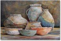 เครื่องปั้นดินเผาดินเหนียว Still Life 1โดย Jean Plout ศิลปะบนผืนผ้าใบสำหรับติดกำแพง16x24นิ้ว