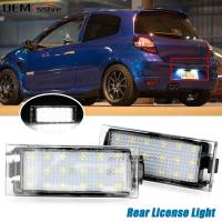 ไฟ LED หมายเลขป้ายทะเบียนรถรถยนต์2ชิ้นสำหรับ Renault Megane 2 Clio 3 Laa 2 Espace 4 Twingo Master Vel Satis โคมไฟ18LED สีขาว