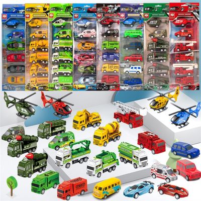 【CC】 6PCS/Set Engineering Cars Set Pull Back Construction Truck Transportation Aviation Kids Gifts